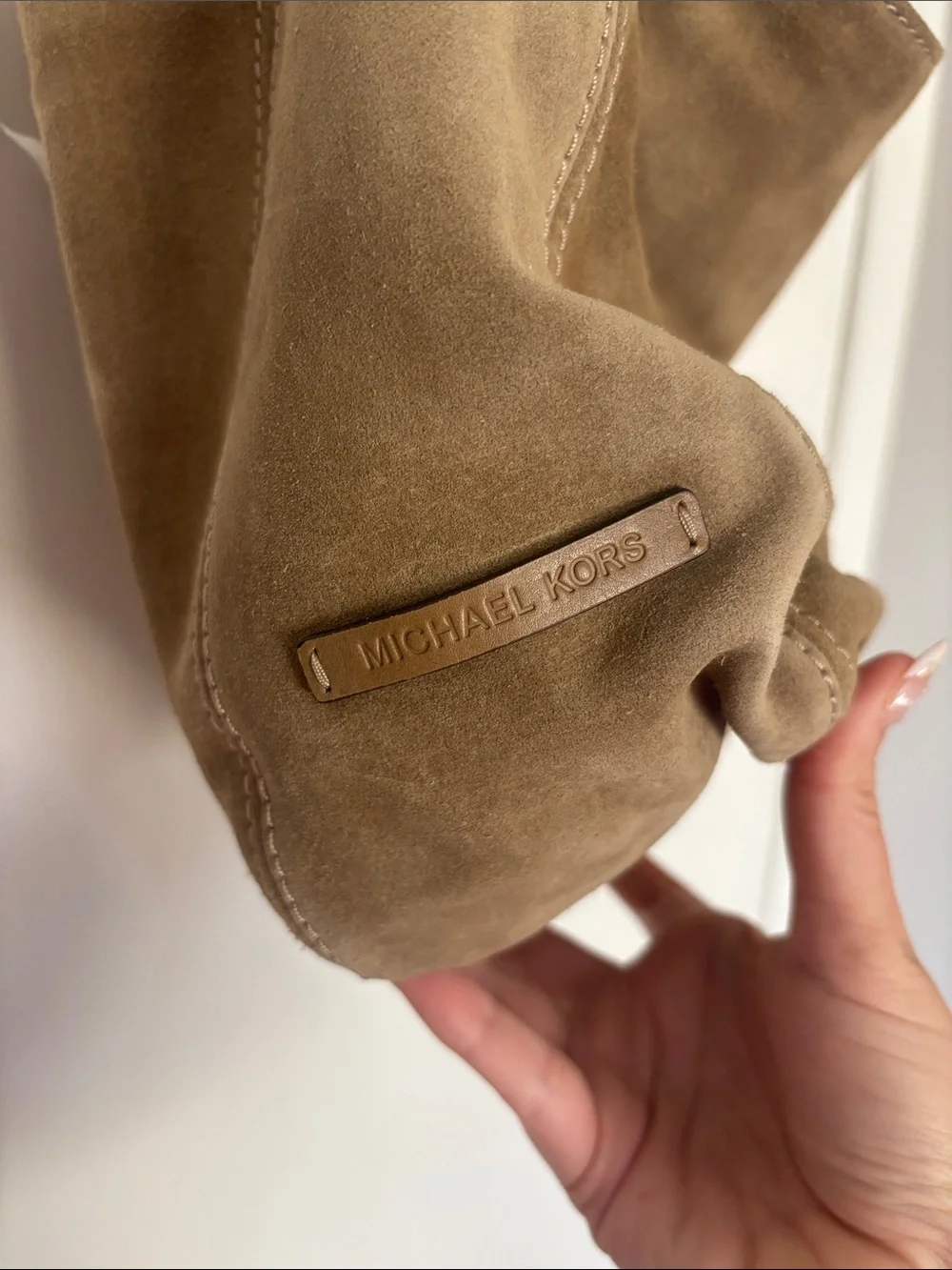 Michael Kors Tan Suede Hobo Shoulder Bag